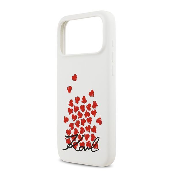 Lagerfeld для iPhone 17 Pro чехол Liquid Silicone Hearts Hard White (MagSafe)